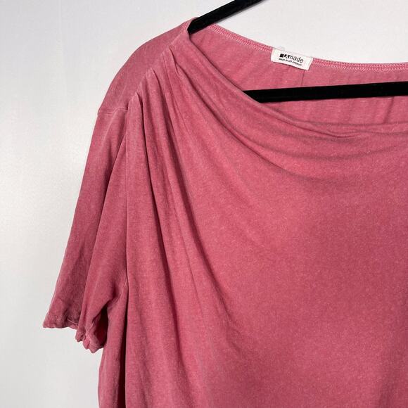 LA Made XSmall Pink Sylvie Off The Shoulder Tee Tshirt Linen Cotton Short Sleeve - Picture 4 of 11